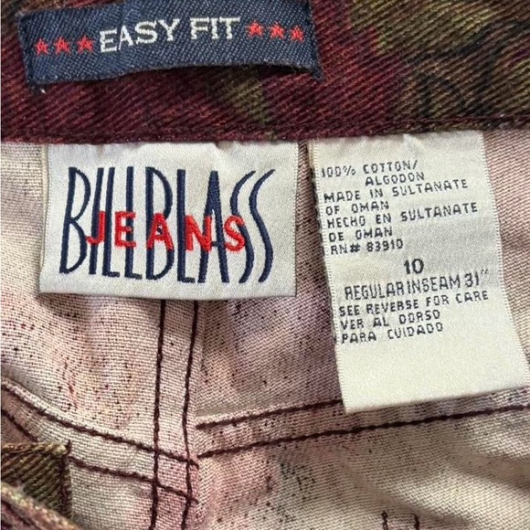 Vintage Bill Blass Floral Straight leg Jeans in Burgundy and Olive - Picture 5 of 8